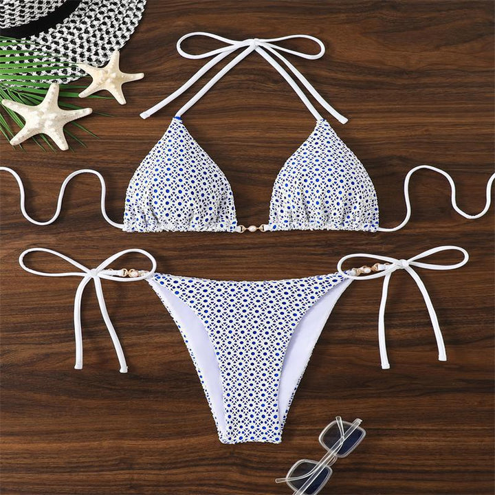 Damen Triangelbikini mit raffinierten Schleifen und modischem Punktmuster Echo Archiv