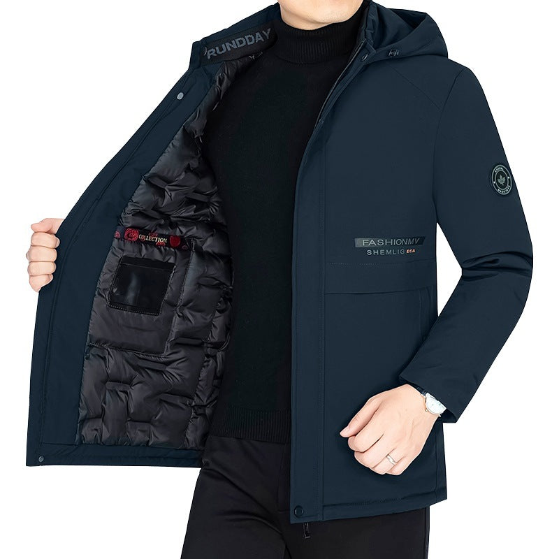 Herren Thermo-Winterkurzmantel mit luxuriösem Kunstfell-Innenfutter und Stehkragen – Marzano