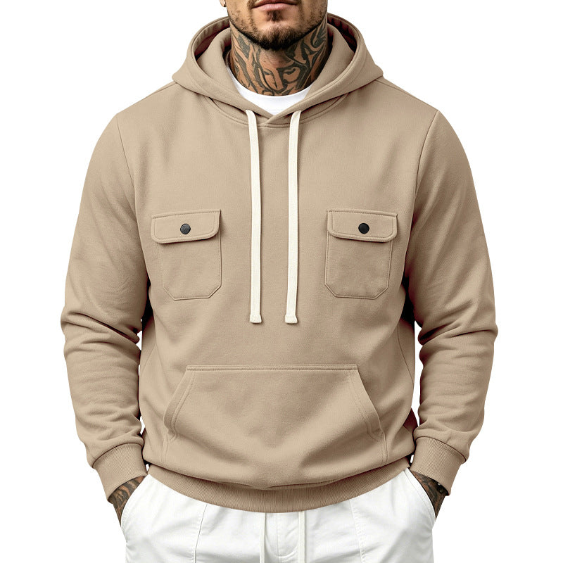 Herren Kapuzenpullover mit Doppel-Brusttaschen und Kängurutasche Echoarchiv