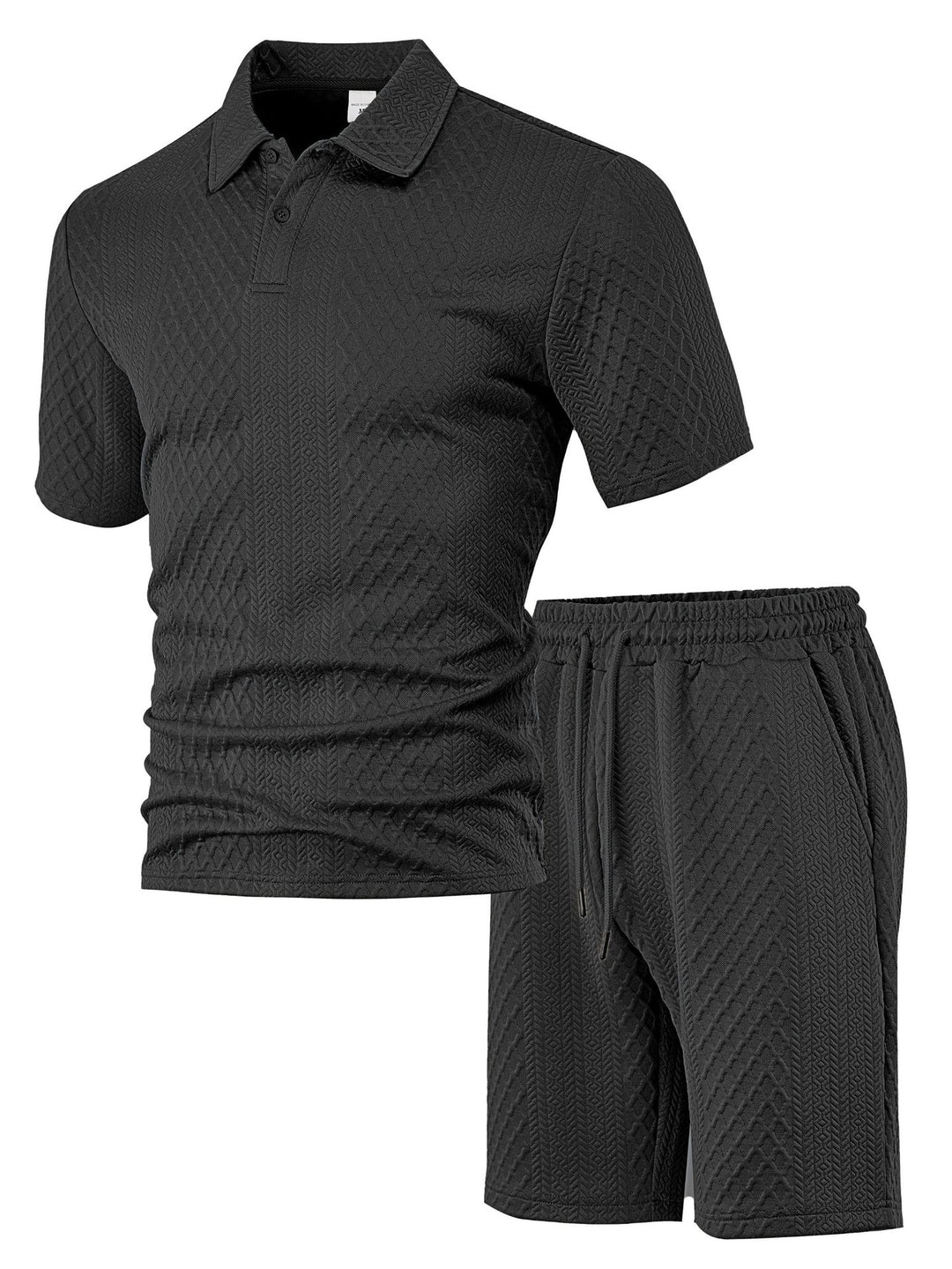 Herren nan strukturiertes Poloshirt- und Bermudashorts-Set aus gesteppter Baumwollmischung Echo Archiv
