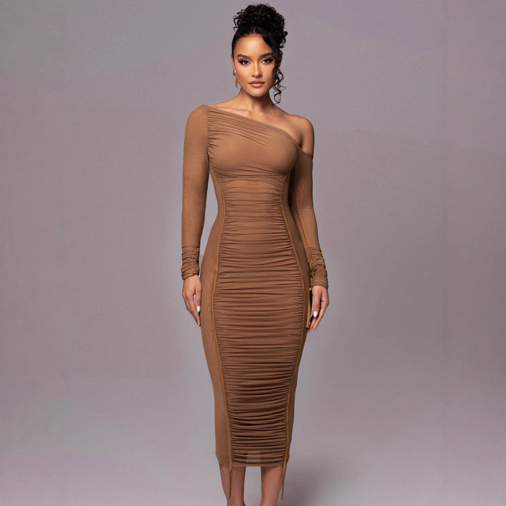 Damen Elegantes One-Shoulder Kleid mit Rüschen Echo Archiv