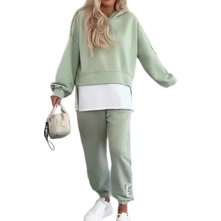 Damen nan kuscheliges kurzes Kapuzensweatshirt und Jogginghose-Set aus weicher Baumwollmischung Echo Archiv