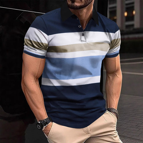 Herren Poloshirt mit modernem Streifenmuster und atmungsaktiver Baumwolle Echoarchiv