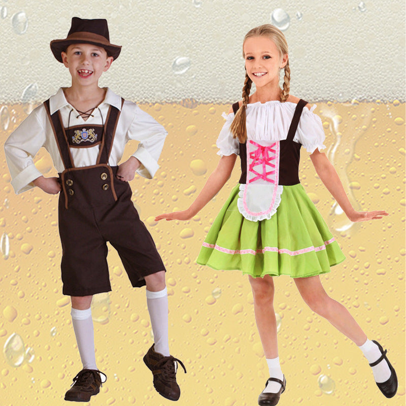 Jungen Trachtenkostüm mit langer Bluse und Hosenträger Echo Archiv
