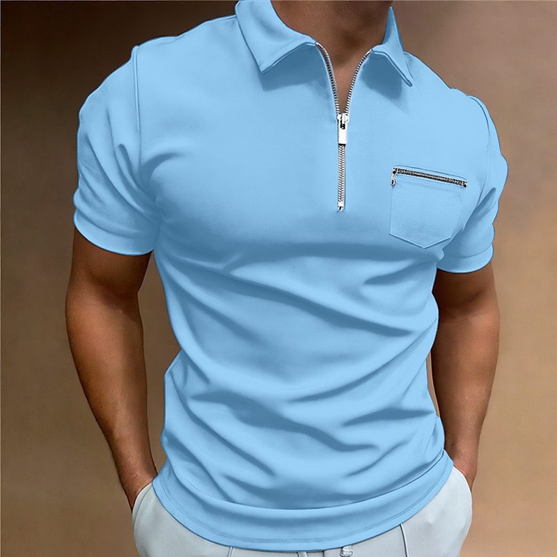 Herren Poloshirt mit modischem Reißverschluss und praktischer Brusttasche Echoarchiv