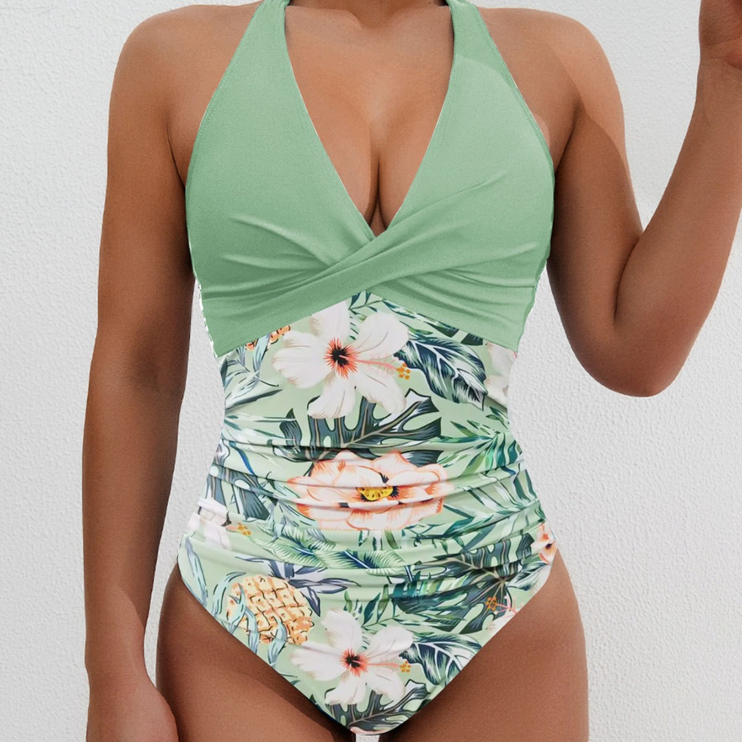 Damen Hochwertiger Einteiler-Badeanzug mit floralem Schnitt und raffiniertem Wickeldesign Echo Archiv