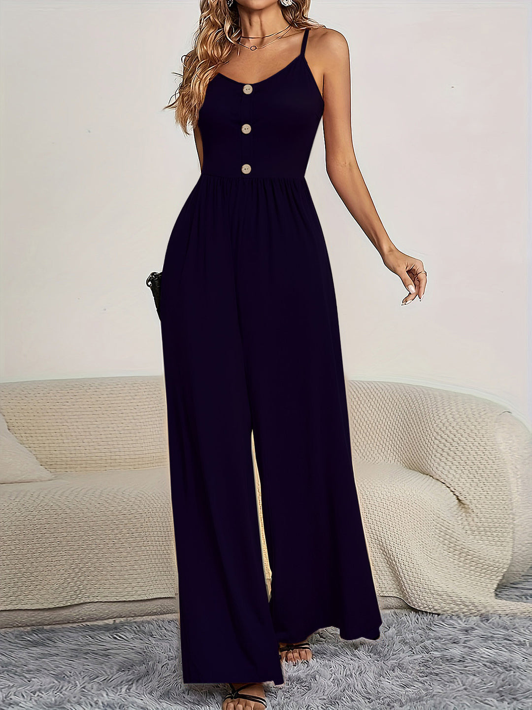 Damen Jumpsuit mit knöpfbarem Oberteil und weitem Bein Echo Archiv