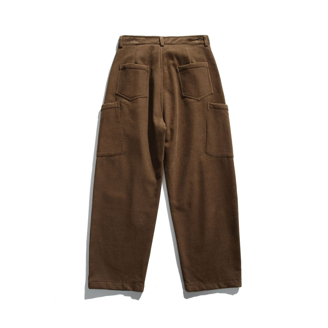 Herren Cord‑Cargo‑Hose mit hoher Taille, weitem Bein und aufgesetzten Pattentaschen Echoarchiv