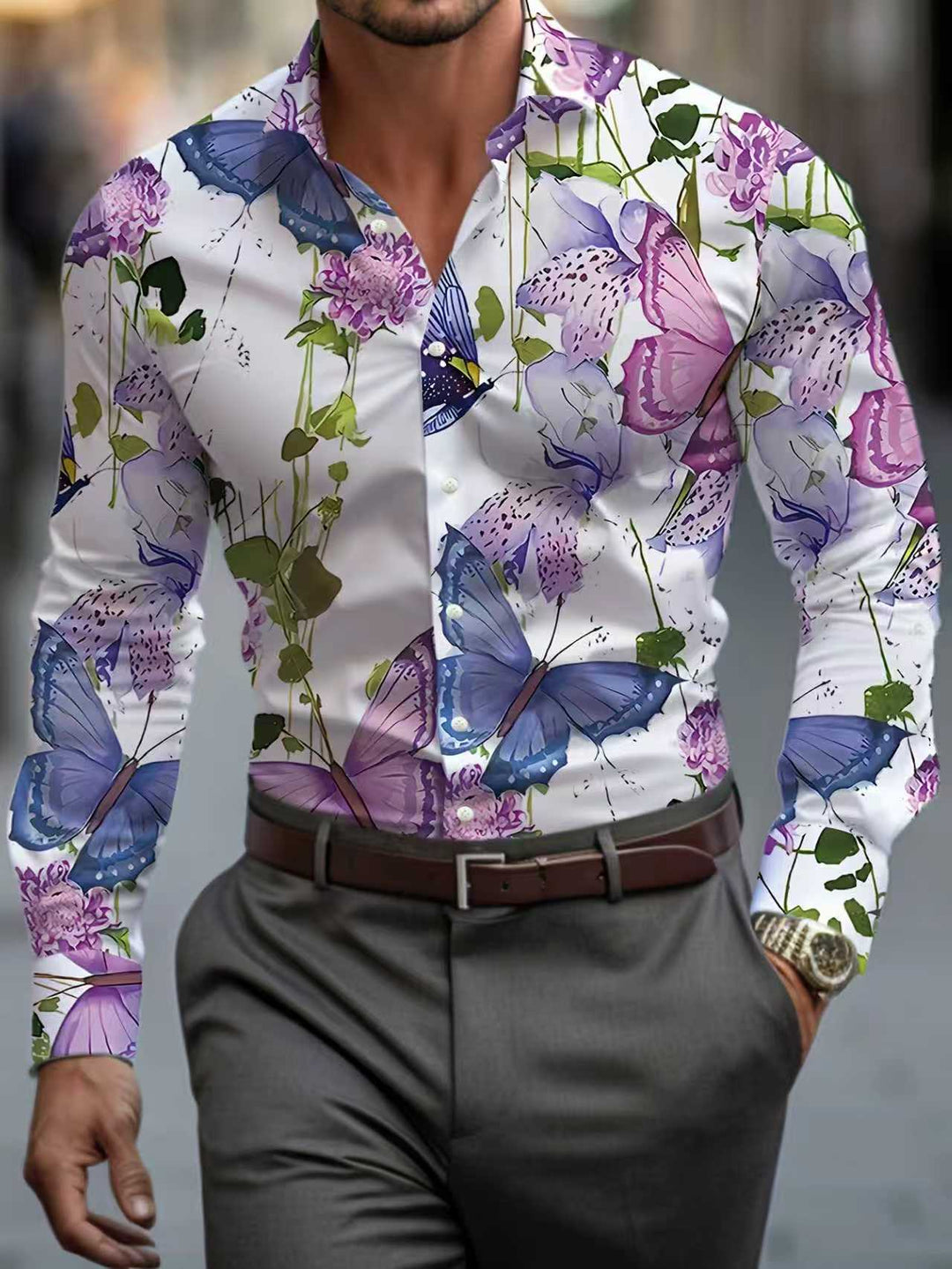 Herren Hemd mit floralen Mustern Echoarchiv