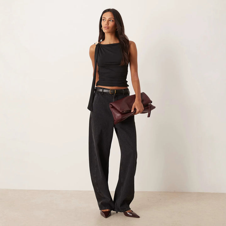 Damen elegantes Raffungskleid mit dekorativem Schulterband Echo Archiv
