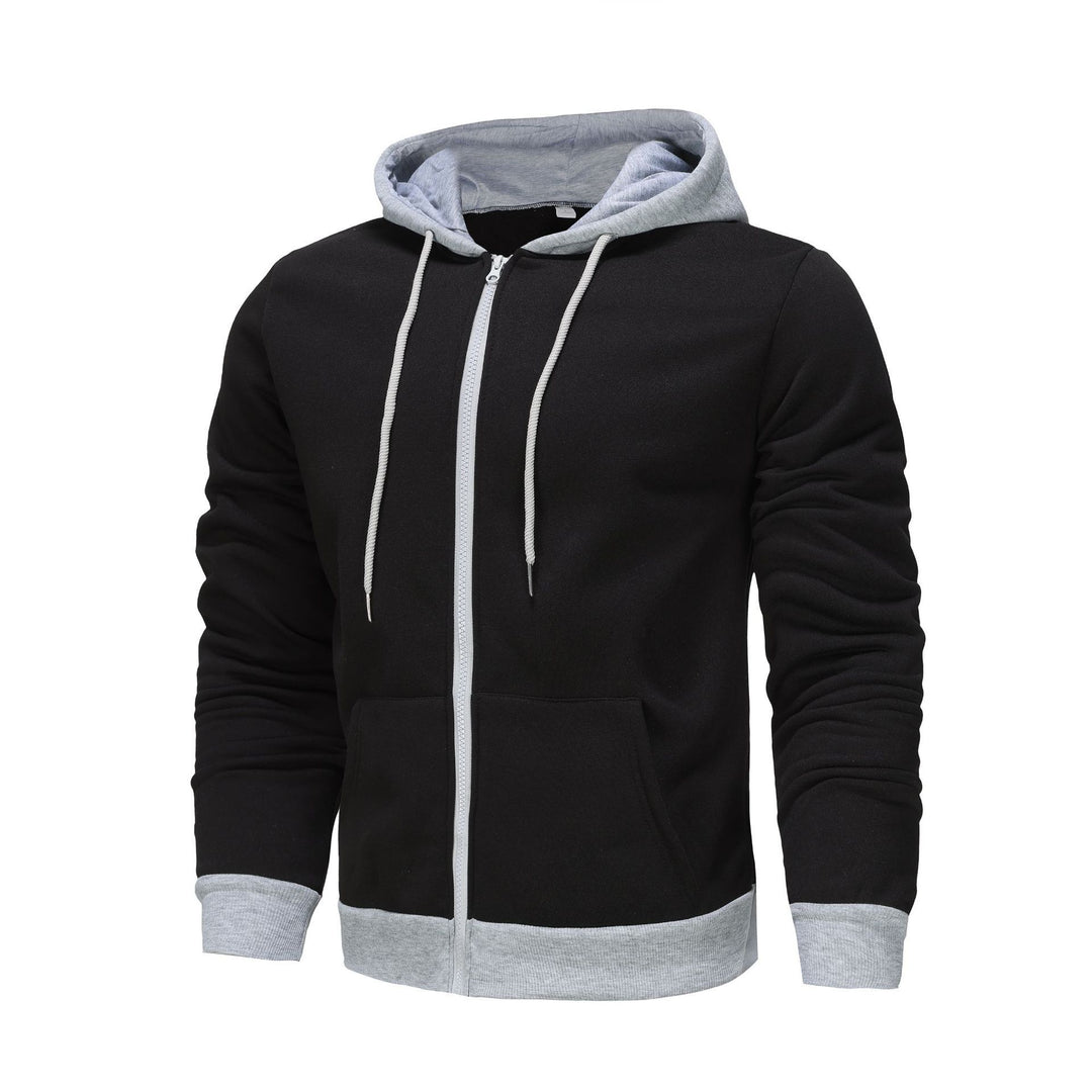 Herren Zip-Hoodie mit Kontrastfarbe und Kängurutasche Echoarchiv
