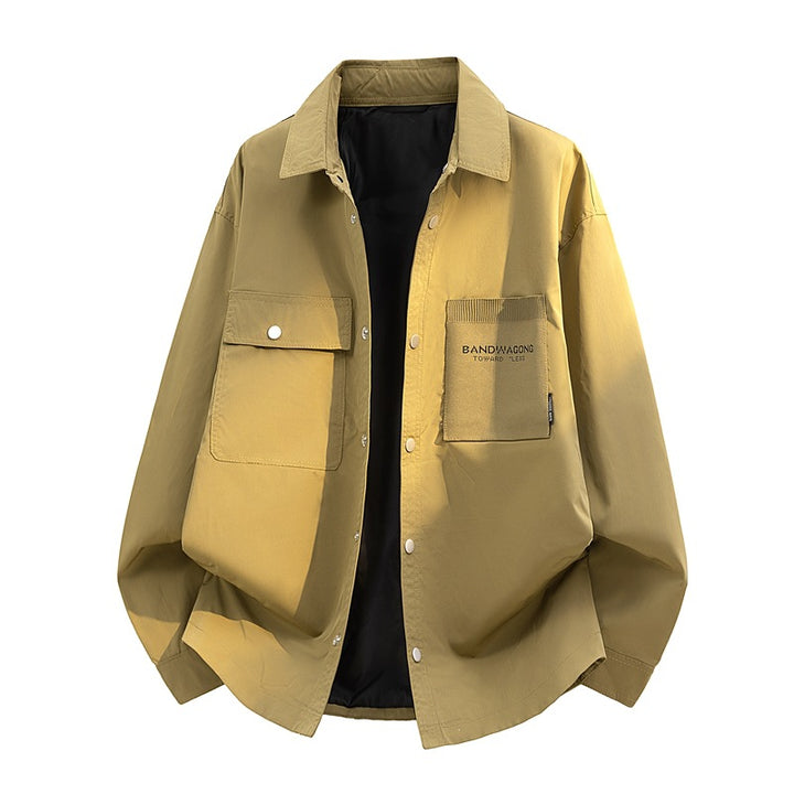 Herren Oversize-Utility-Hemdjacke mit Druckknopfleiste und großen aufgesetzten Taschen Echoarchiv