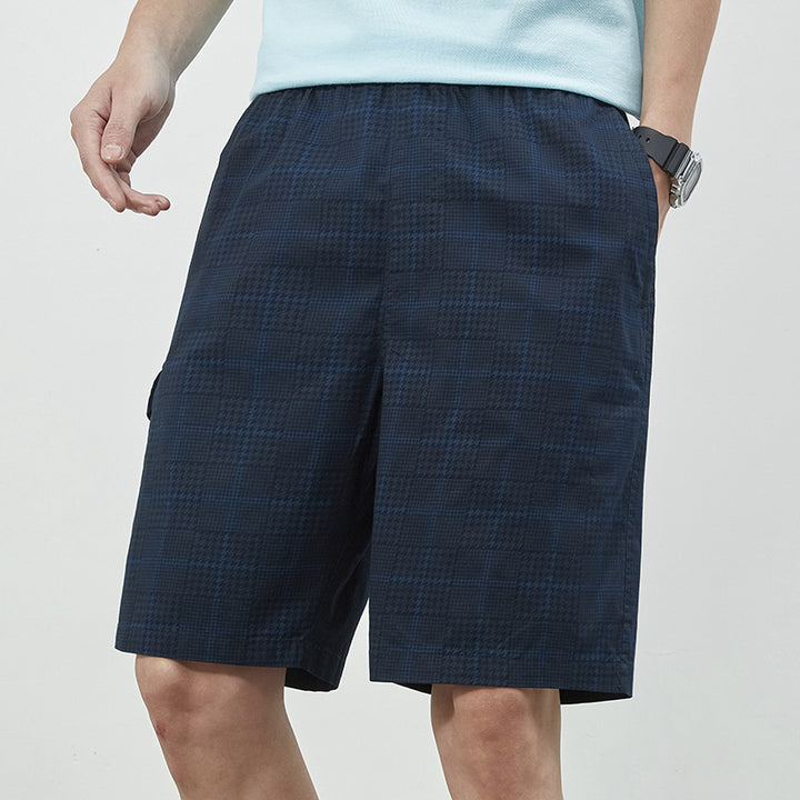 Herren lässige Karoshorts mit elastischem Bund und praktischen Seitentaschen Echoarchiv