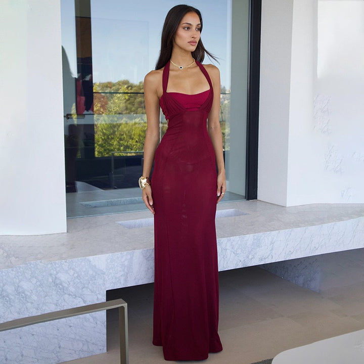 Damen Elegantes Maxikleid mit Halterneck und figurbetontem Schnitt Echo Archiv
