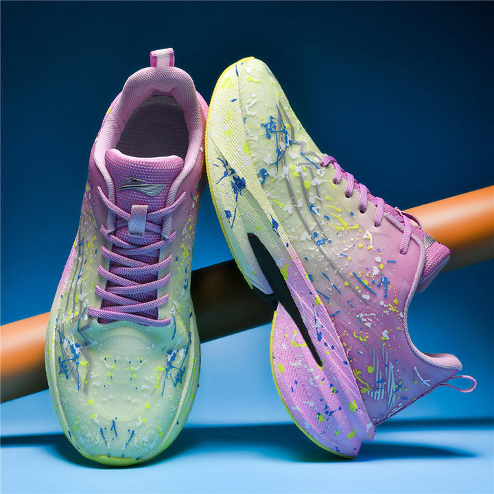Unisex künstlerische Laufsneaker mit Spritzlack‑Design, reaktiver Hohlkern‑Dämpfung und Drehverschluss – Tavélo