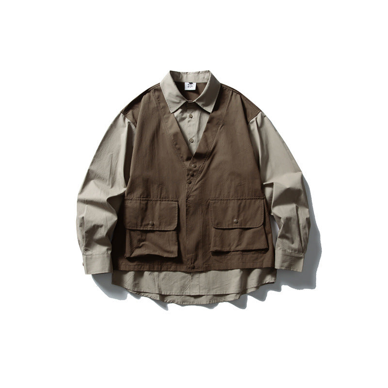 Herren Layering‑Hemd mit integrierter Utility‑Weste und Pattentaschen Echoarchiv
