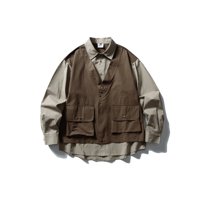 Herren Layering‑Hemd mit integrierter Utility‑Weste und Pattentaschen Echoarchiv