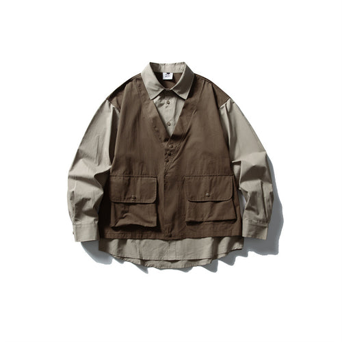 Herren Layering‑Hemd mit integrierter Utility‑Weste und Pattentaschen Echoarchiv