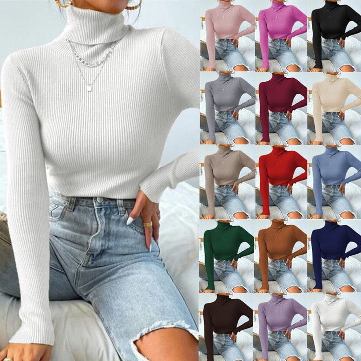 Damen Eleganter Rollkragenpullover mit feiner Rippstruktur Echoarchiv
