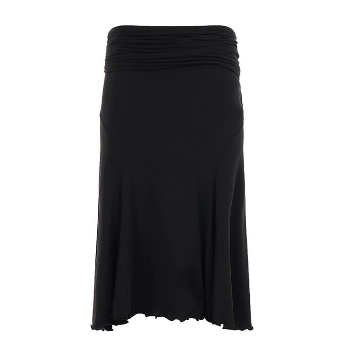 Damen Midirock aus Stretch-Jersey mit gerafftem Bund und A-Linie Echo Archiv