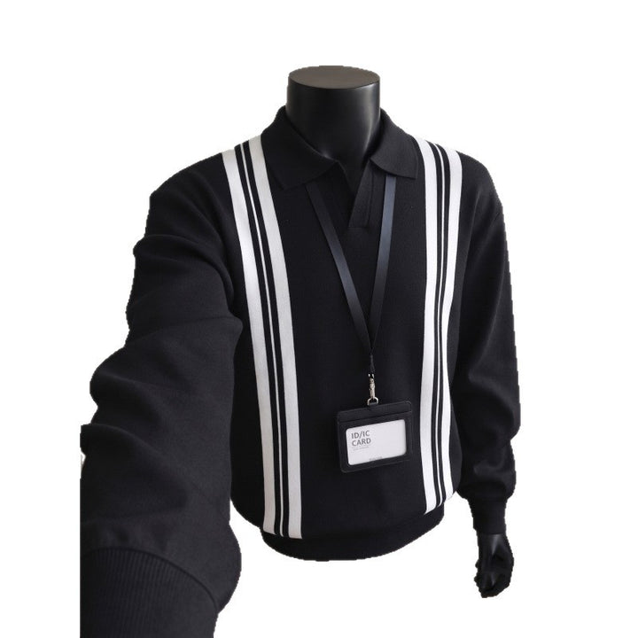 Herren Lässiger Pullover mit V-Ausschnitt und Streifen Echo Archiv