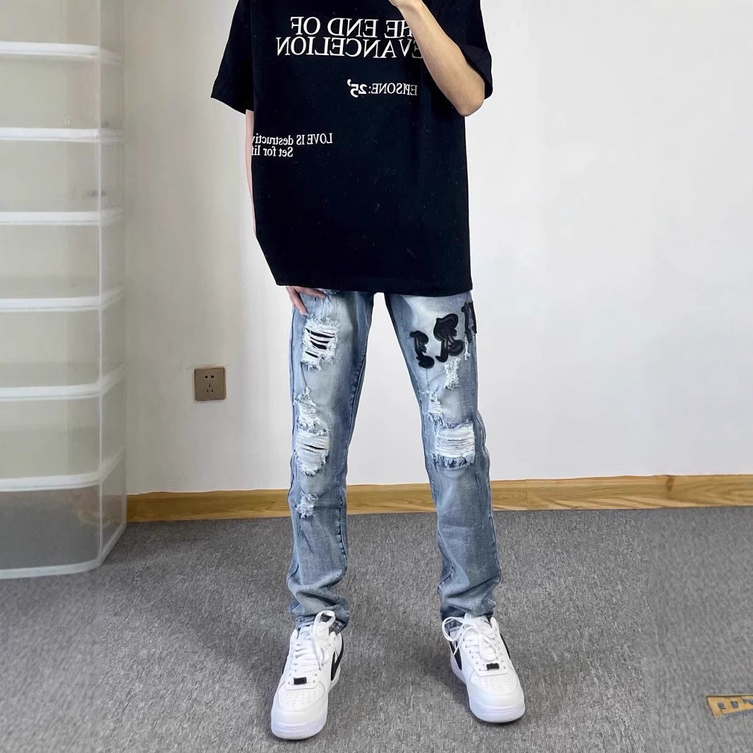 Herren Modische Ripped Jeans im Vintage-Stil Echoarchiv