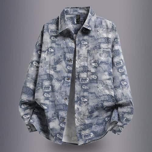 Herren lässige Overshirtjacke mit grafischem Muster Echoarchiv