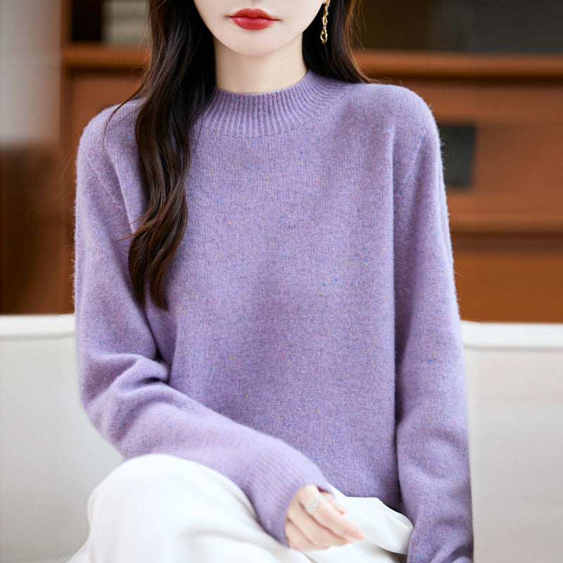 Damen Mélange-Feinstrickpullover mit kurzem Stehkragen und lockerer Silhouette Echoarchiv