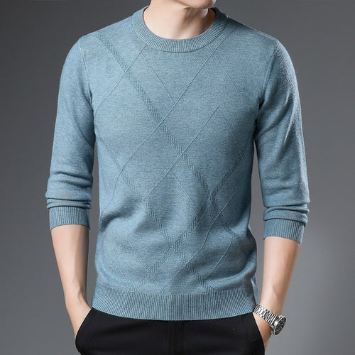 Herren Feinstrickpullover mit Rundhals, Rautenmuster und körpernaher Silhouette Echo Archiv