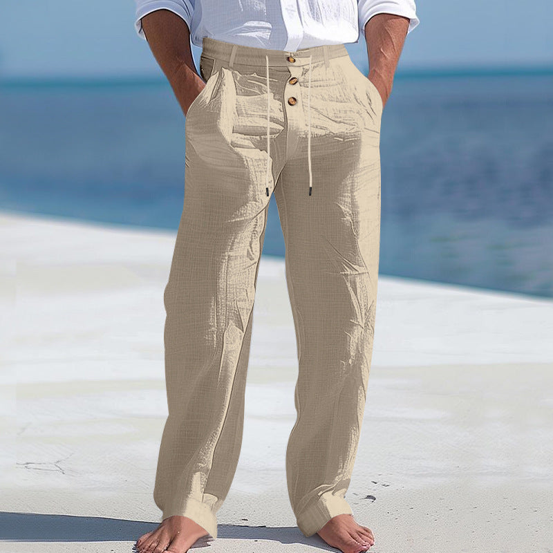 Herren lässige Hose mit hohem Bund und bequemen Taschen Echoarchiv