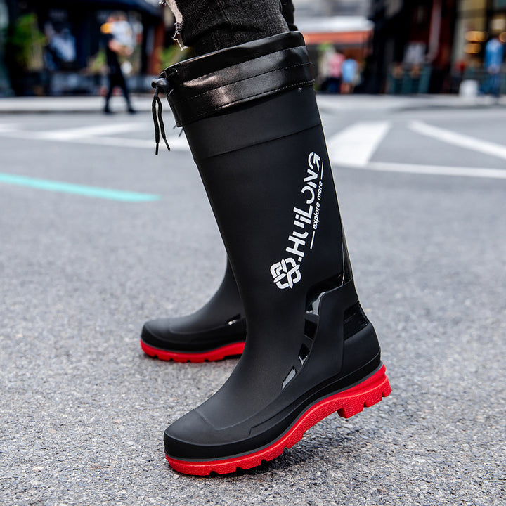 Herren Wasserdichte Gummistiefel mit verstellbarem Schaftabschluss und profiliertem Dämpfungssohlensystem Echoarhiv – Tavélo