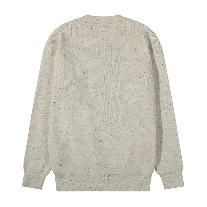 Unisex Großer Rundhals‑Strickpullover aus Mélange‑Garn mit abgesenkter Schulter Echoarchiv
