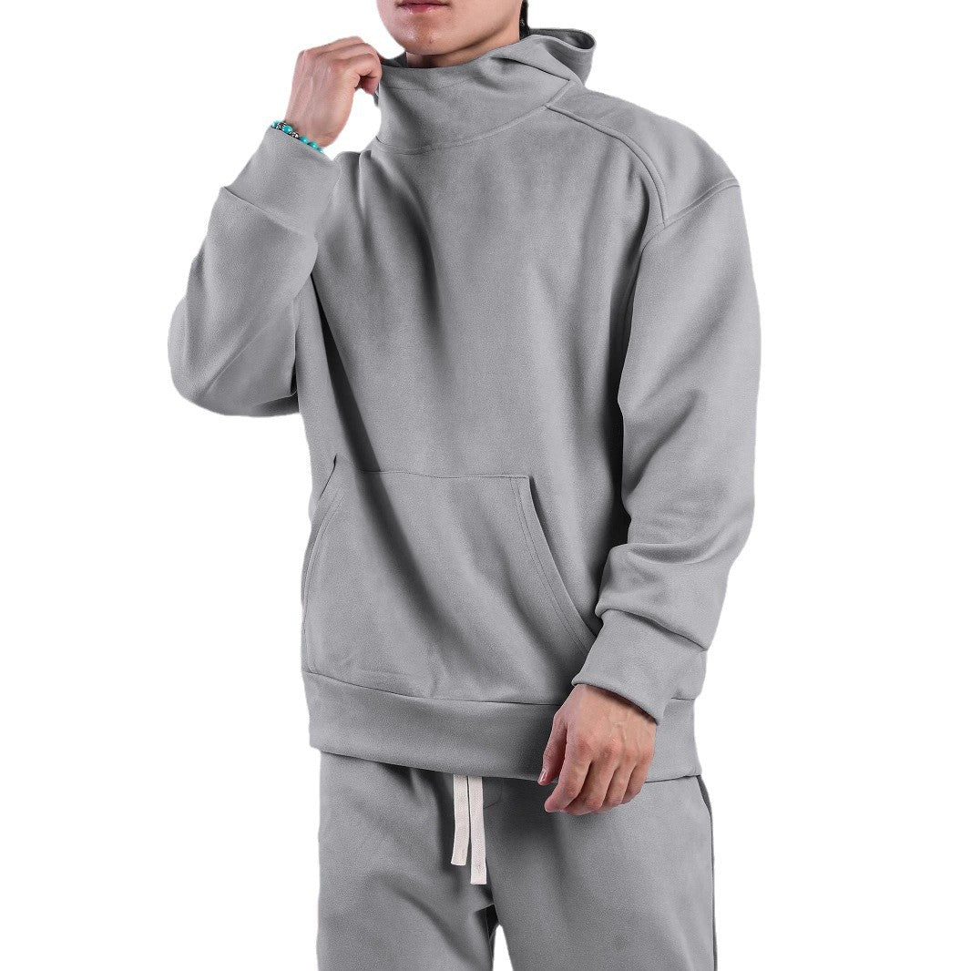 Herren lässiger Hoodie mit hohem Kragen und praktischer Kängurutasche Echoarchiv