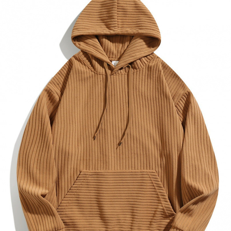 Herren lässiger Hoodie mit strukturiertem Rippenmuster und praktischen Taschen Echoarchiv
