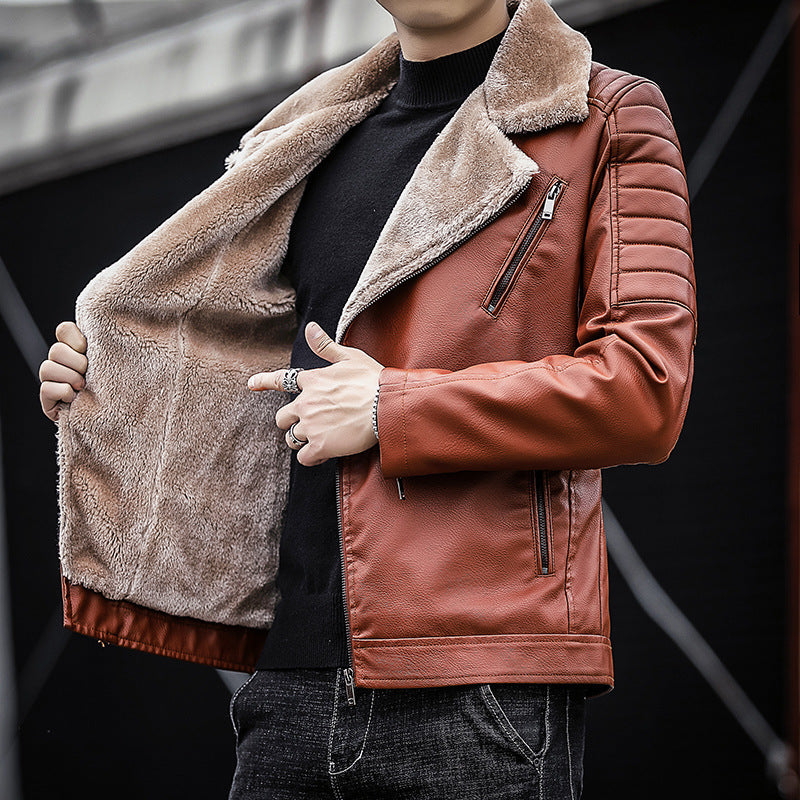 Herren Piloten-Lederjacke mit Teddyfutter, breitem Umlegekragen und gesteppter Ärmeldetail Echo Archiv