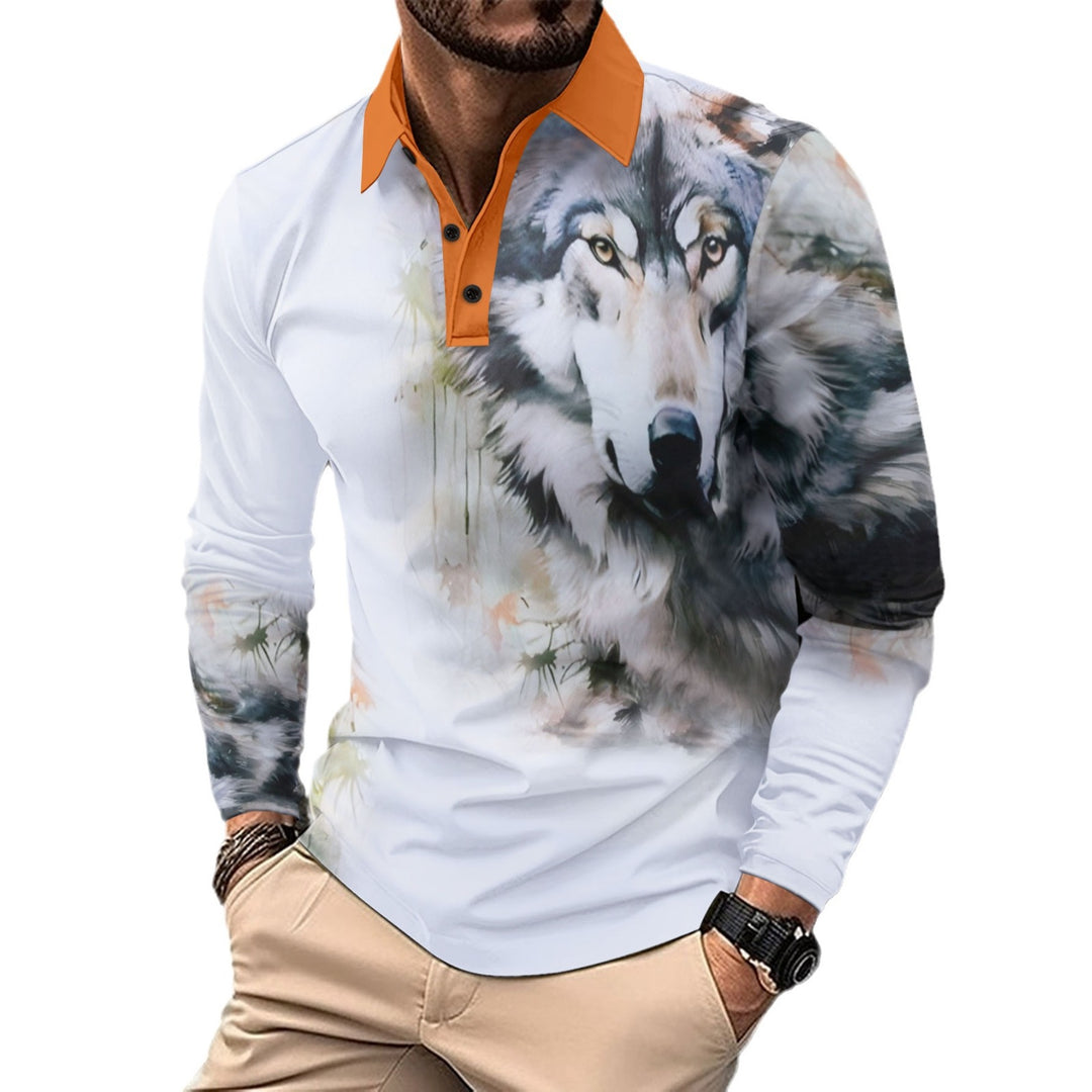 Herren Langarmshirt mit einzigartigem Wolfsdesign Echoarchiv