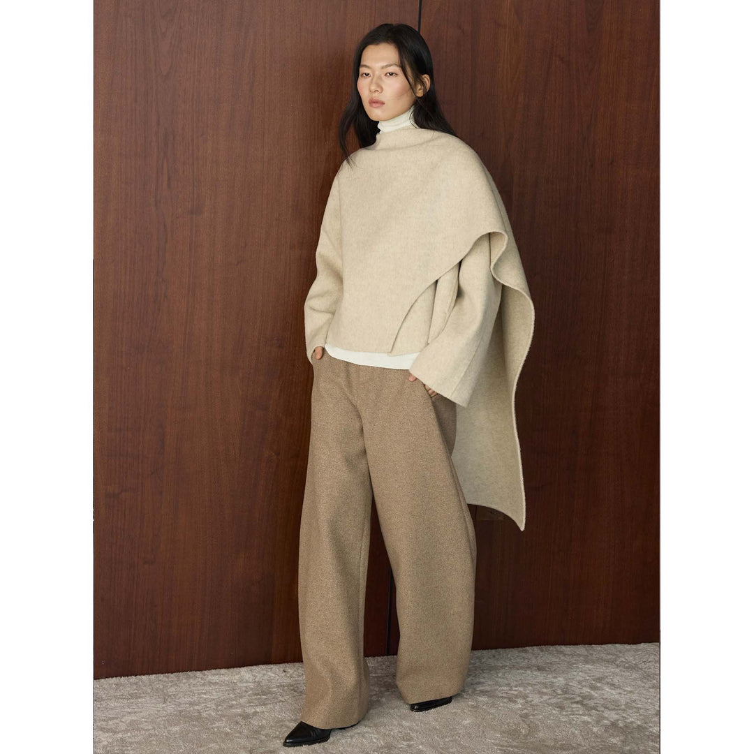 Damen Cape Mantel mit asymmetrischem Überwurf und Wollmix Echoarchiv