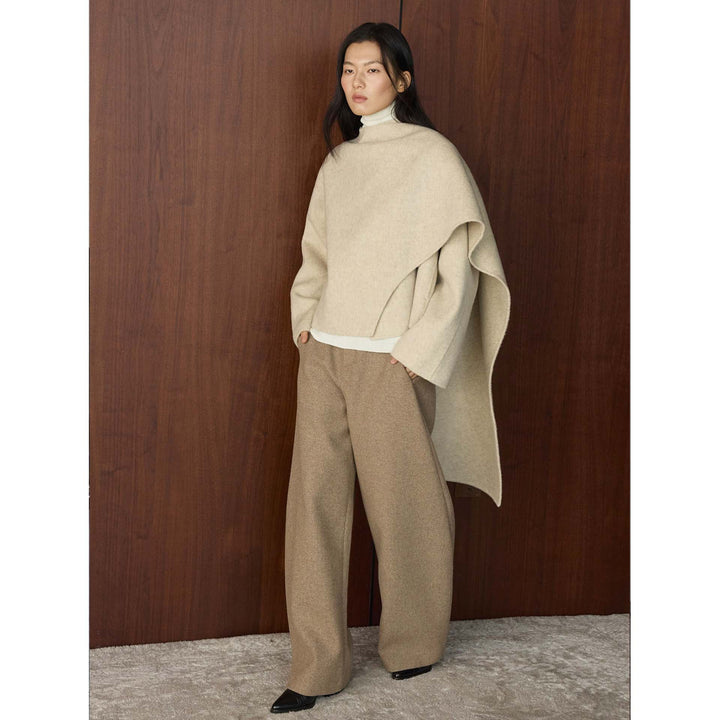 Damen Cape Mantel mit asymmetrischem Überwurf und Wollmix Echoarchiv