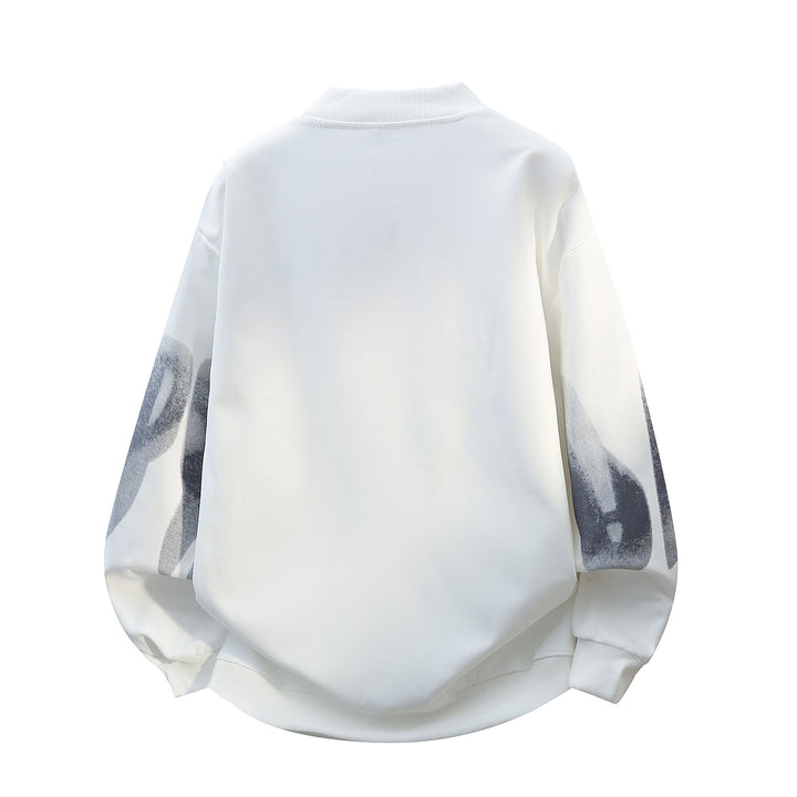 Unisex Oversize-Rundhals-Sweatshirt mit Stehkragen, abstraktem Print & gerippten Bündchen Echoarchiv