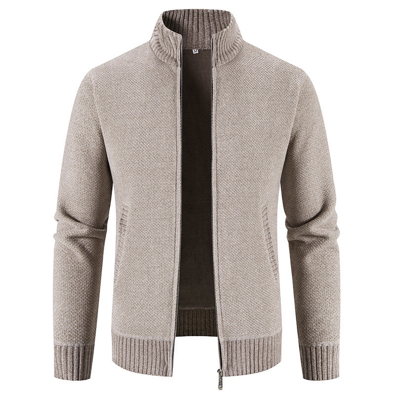 Herren modische Strickjacke mit hochgeschlossenem Kragen und Reißverschluss Echoarchiv