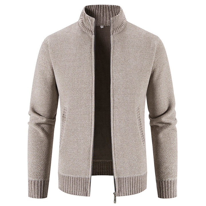 Herren modische Strickjacke mit hochgeschlossenem Kragen und Reißverschluss Echoarchiv