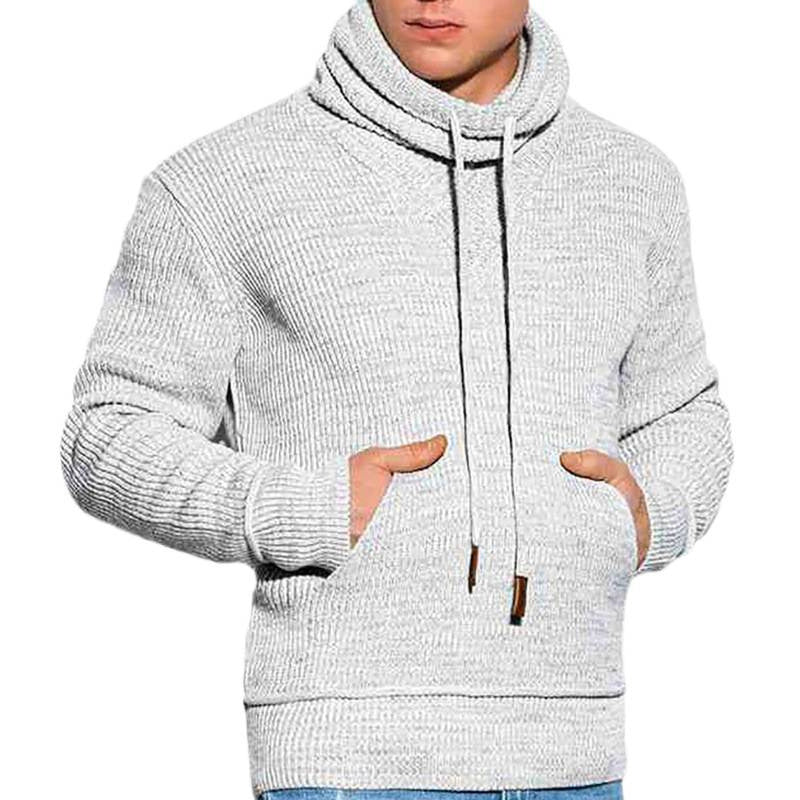 Herren Strickpullover mit hohem Kragen und seitlichen Taschen Echoarchiv