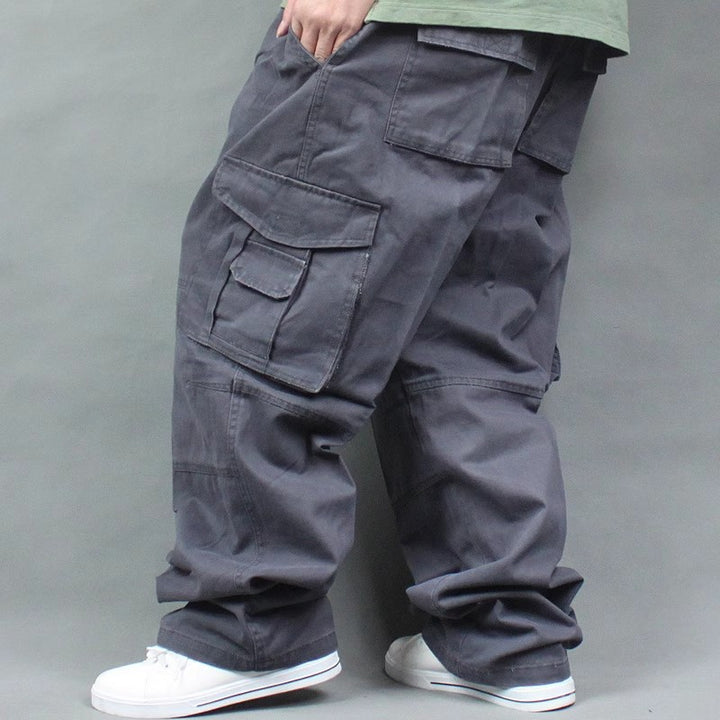 Herren Weite Utility-Cargohose aus Baumwollcanvas mit Mehrfach-Taschen und Kordelbund Echo Archiv