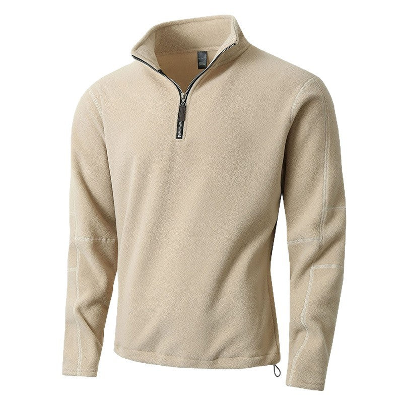 Herren Fleece-Pullover mit halblangem Reißverschluss und Stehkragen Echoarchiv