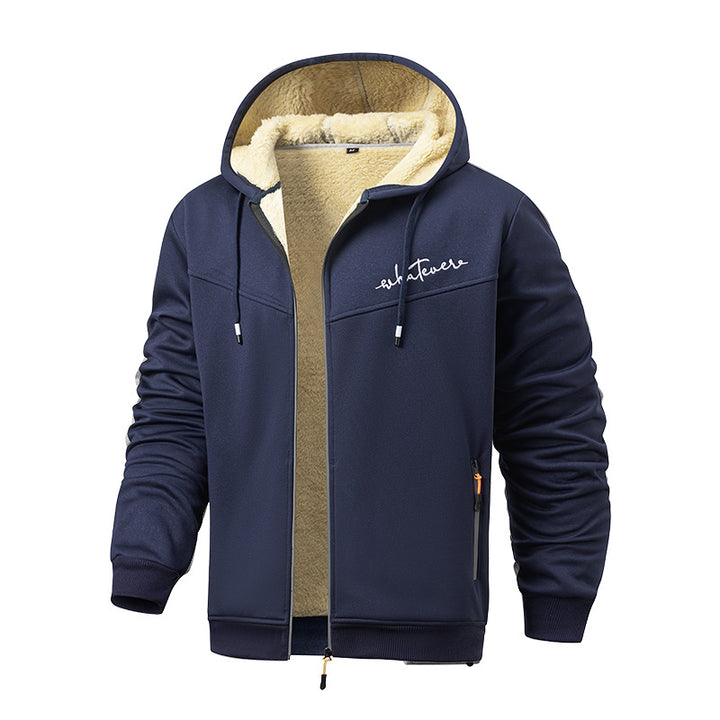 Herren sportliche Fleecejacke mit modernem Stehkragen und Taschen Echoarchiv