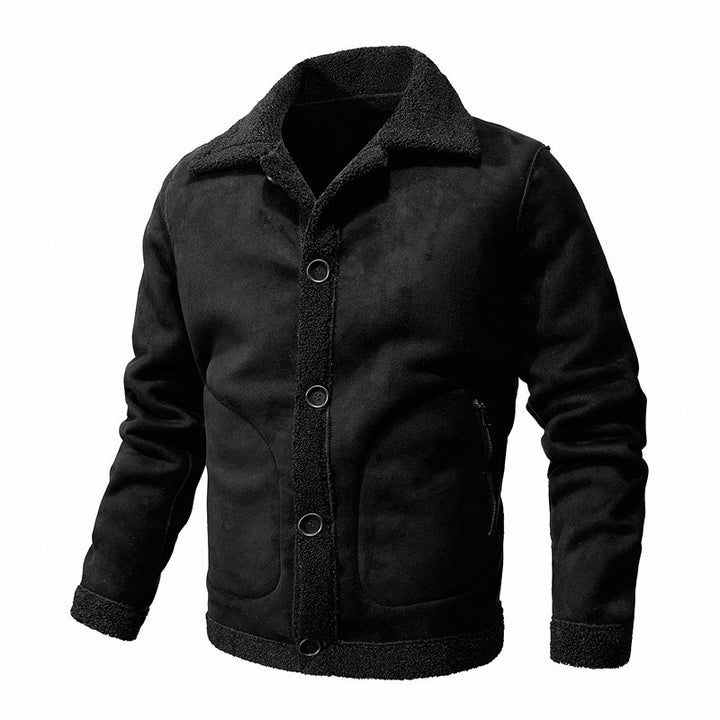 Herren Jacke im Aviator‑Stil mit Teddyfutter, Kunstvelours & Reißverschlusstasche Echoarchiv