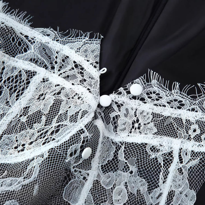 Damen Elegante Bluse mit Spitzen‑Corset‑Applikation und V‑Ausschnitt Echoarchiv