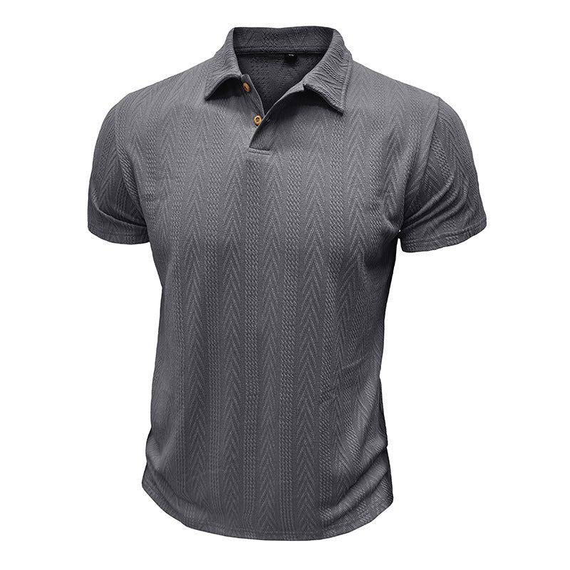 Herren Poloshirt mit strukturiertem Gewebemuster und knöpfbarem Kragen Echoarchiv