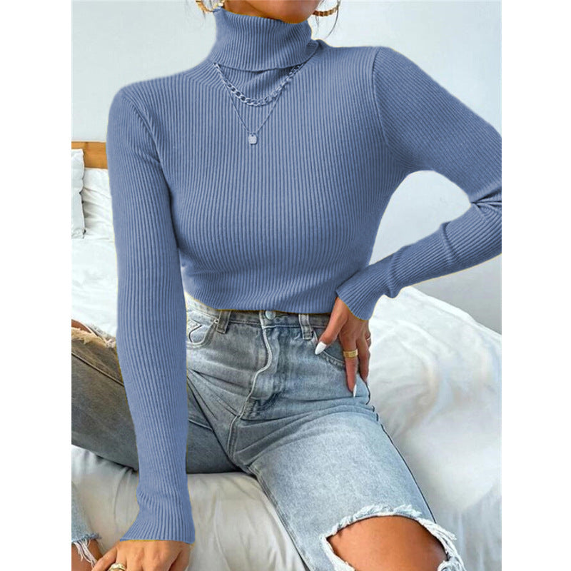 Damen Eleganter Rollkragenpullover mit feiner Rippstruktur Echoarchiv