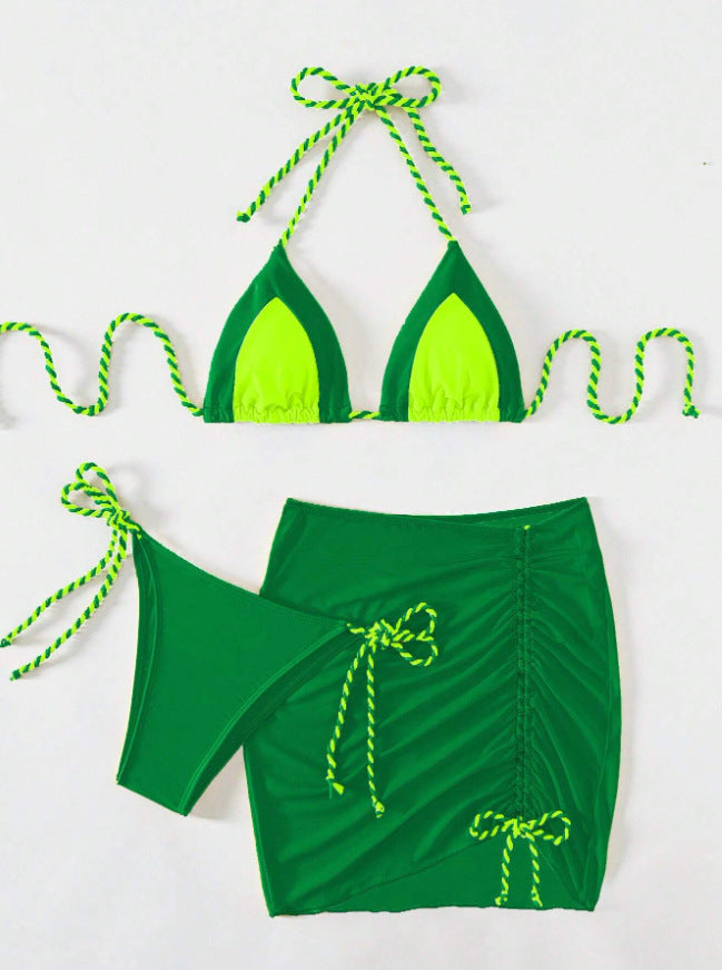 Damen Triangel-Bikini mit Wickelrock und Bänder Echo Archiv